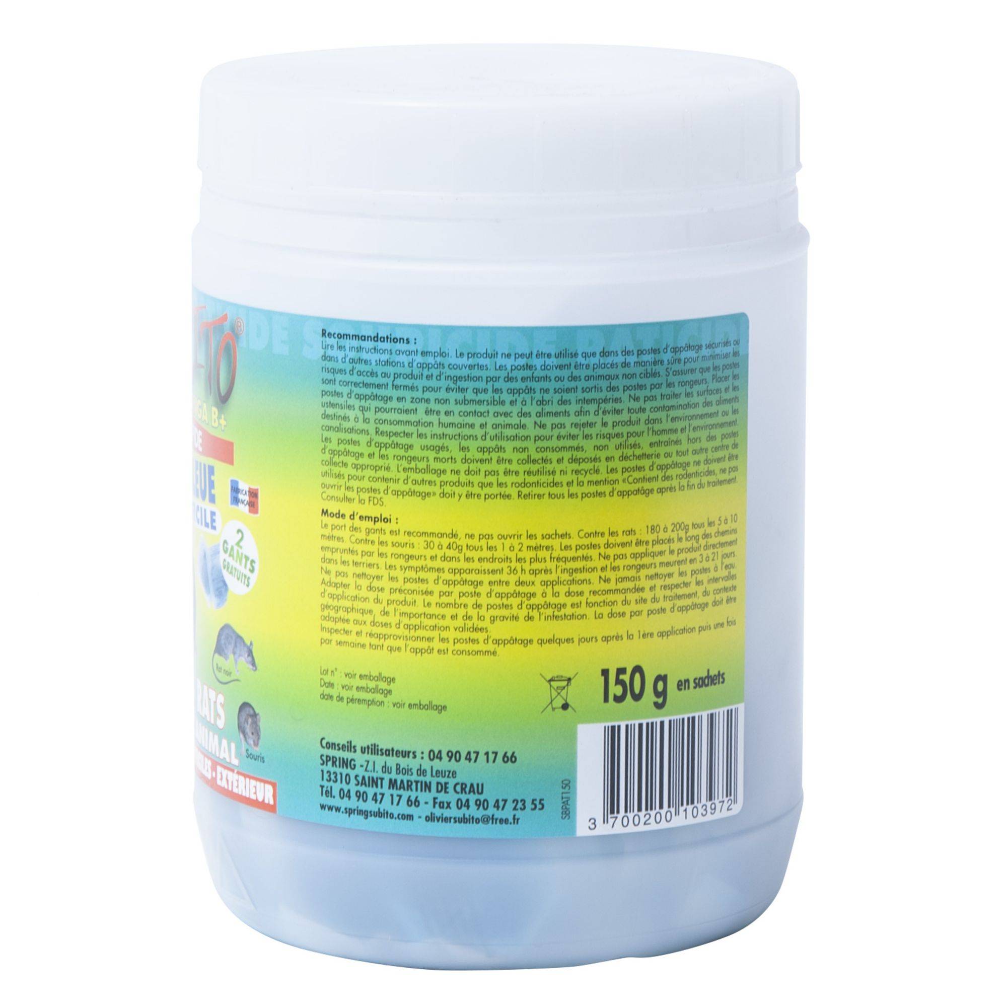 Appât en pate bleue rats et souris 150g Subito - Image 3
