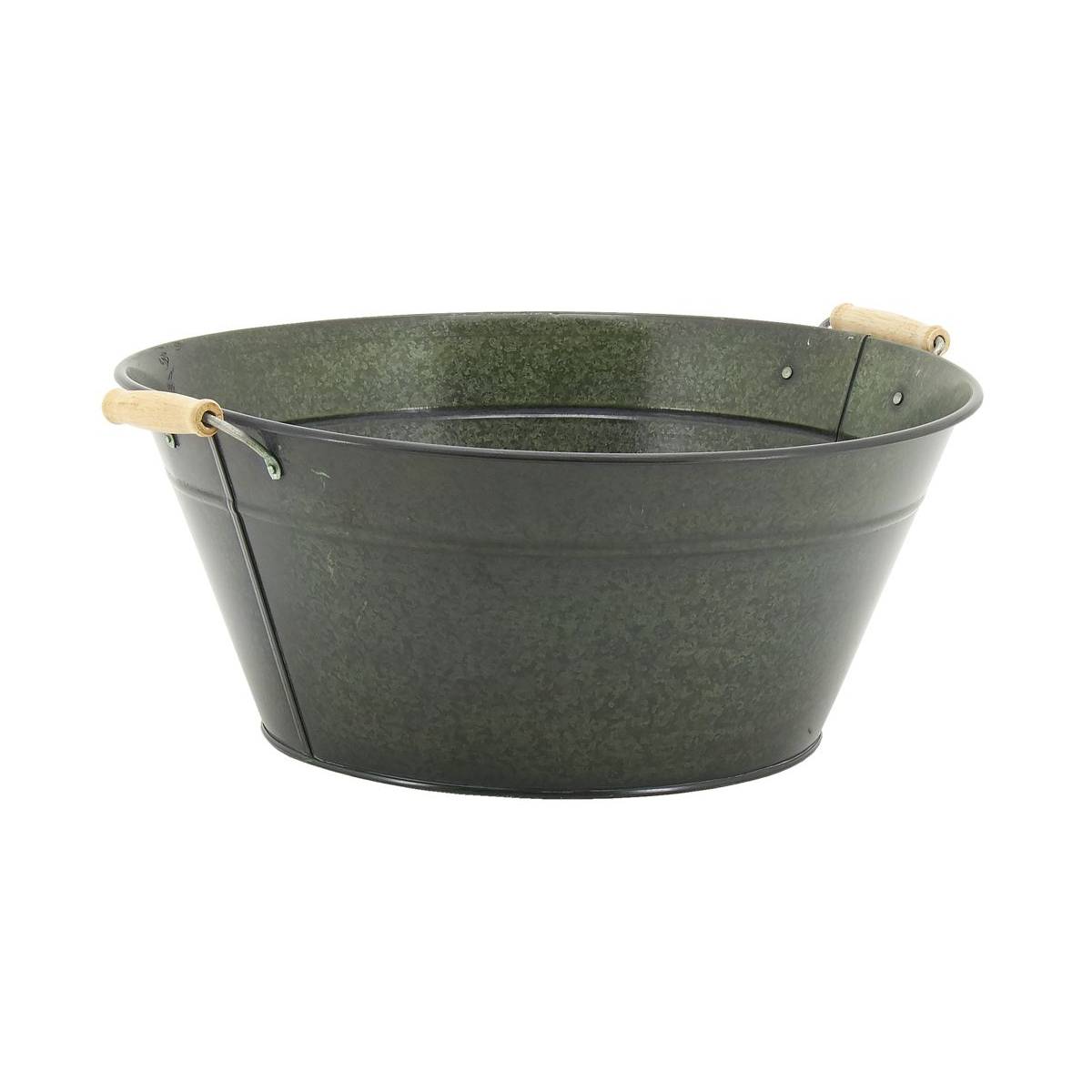 Aubry Gaspard - Corbeille ronde en métal laqué mat vert antique - Image 1