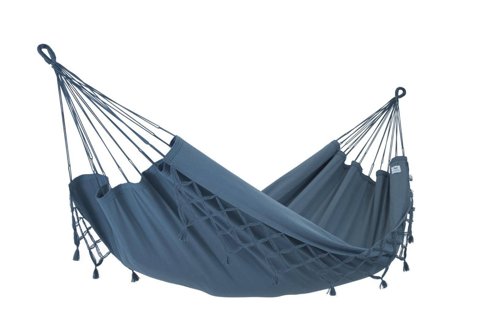 Jobek - Hamac Traditionnel KOCON 340x140 cm en Polypropylène Anthracite à Franges JOBEK - Image 1