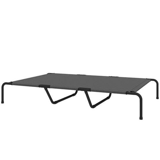 ComfortXL - Lit surélevé pour grand chien en acier et textilène gris 152 x 94 x 23 cm respirant pour jardin et terrasse - Image 2