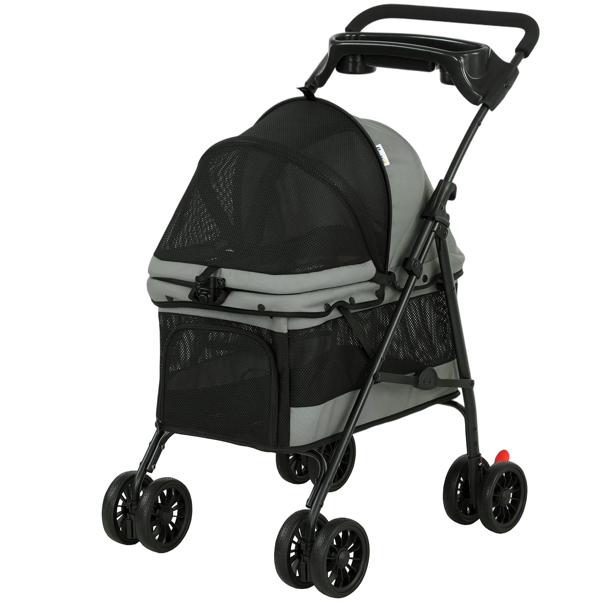 ComfortXL - Poussette pour chien acier tissu Oxford gris 4 roues EVA pliable ventilée confortable - ComfortXL Outdoor Living - Image 2