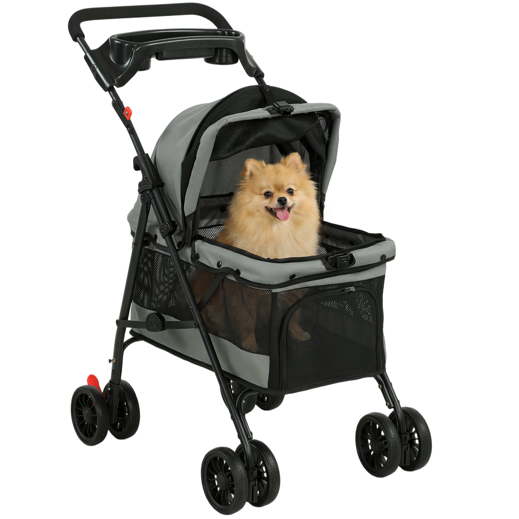 ComfortXL - Poussette pour chien acier tissu Oxford gris 4 roues EVA pliable ventilée confortable - ComfortXL Outdoor Living - Image 1