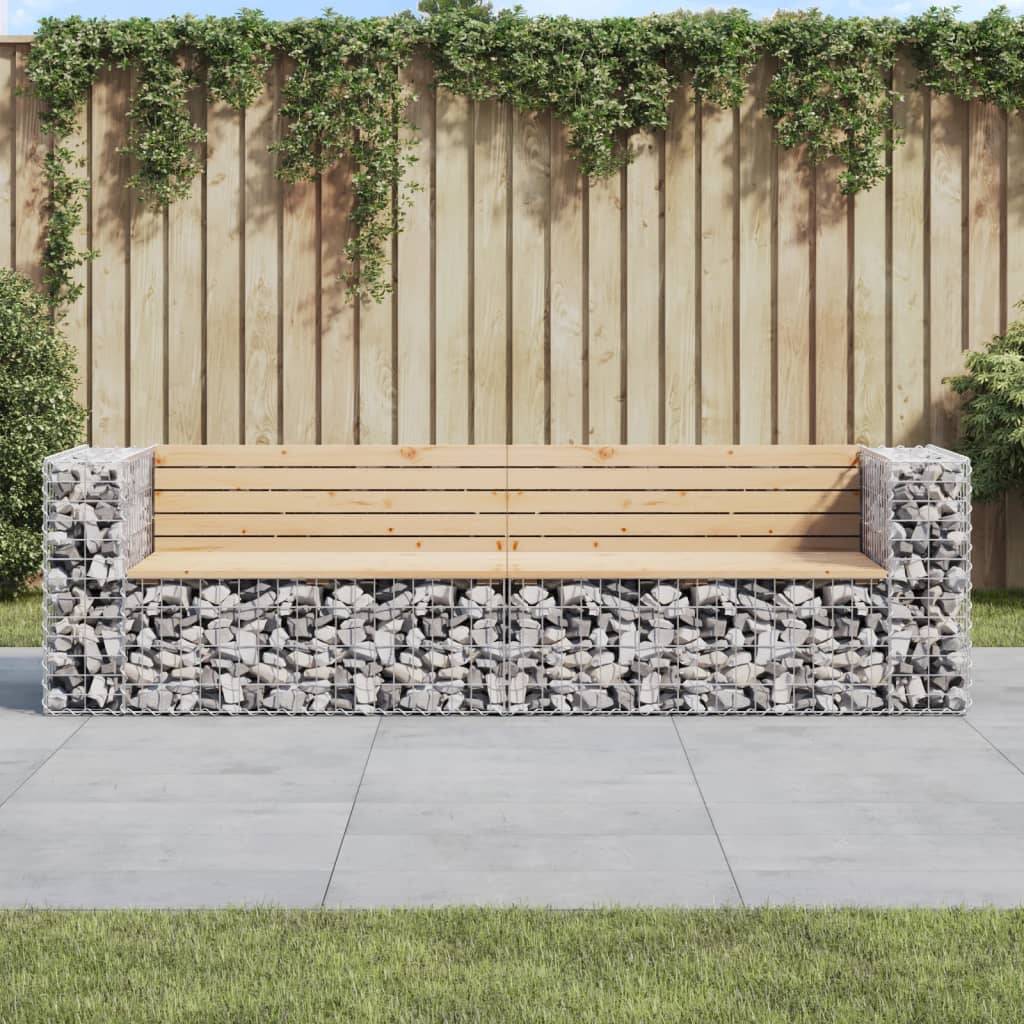 Maison Chic - Banc de jardin - Banc d'extérieur - Banquette design gabion 244x71x65,5 cm bois massif de pin - Image 2