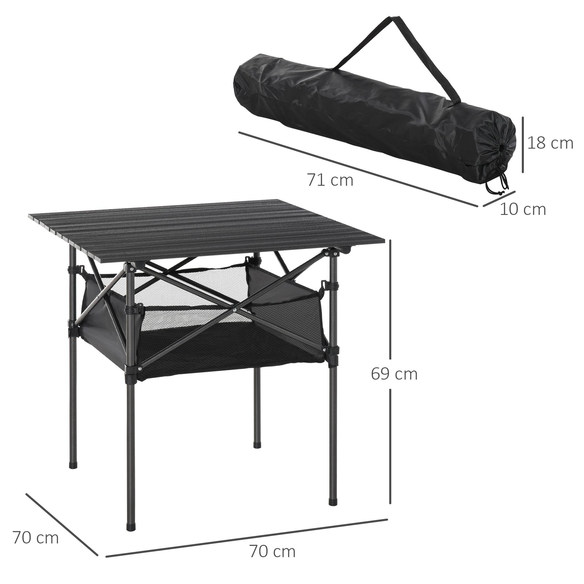 Table de camping pliante aluminium gris anthracite pique-nique filet 70x70x69cm - ComfortXL Outdoor Living - Image 5