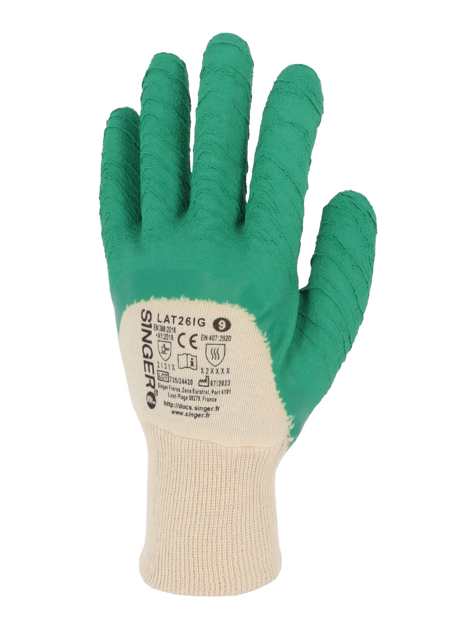 Gants SINGER SAFETY Enduit latex - Tailles 09 - LAT26IG09