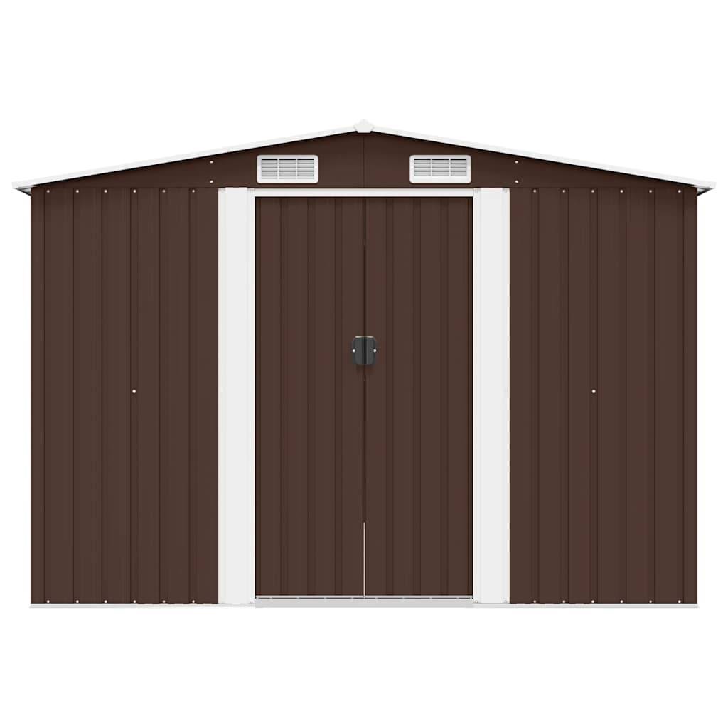 PANGIVO - Abri de jardin avec double porte coulissante - Acier galvanisé marron - 257x298x178 cm - Surface au sol 7,01m² - PANGIVO - Image 4