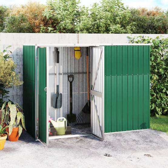 Abri à outils 2m² - Cabane à outils - Abri de jardin Vert 225x89x161 cm Acier galvanisé MAISON CHIC - Image 2