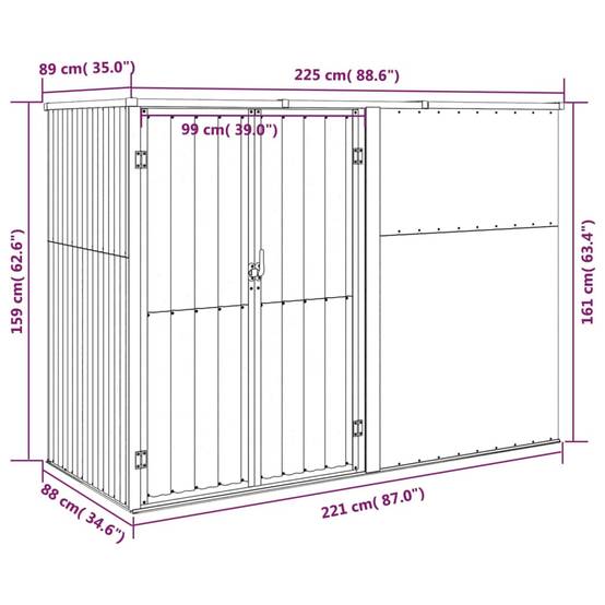 Abri à outils 2m² - Cabane à outils - Abri de jardin Vert 225x89x161 cm Acier galvanisé MAISON CHIC - Image 7