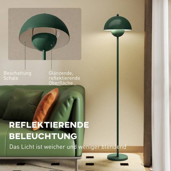Lampadaire design acier salon chambre éclairage doux interrupteur pied 155cm vert - ComfortXL Outdoor Living - Image 5