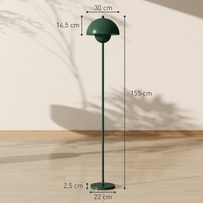 Lampadaire design acier salon chambre éclairage doux interrupteur pied 155cm vert - ComfortXL Outdoor Living - Image 3