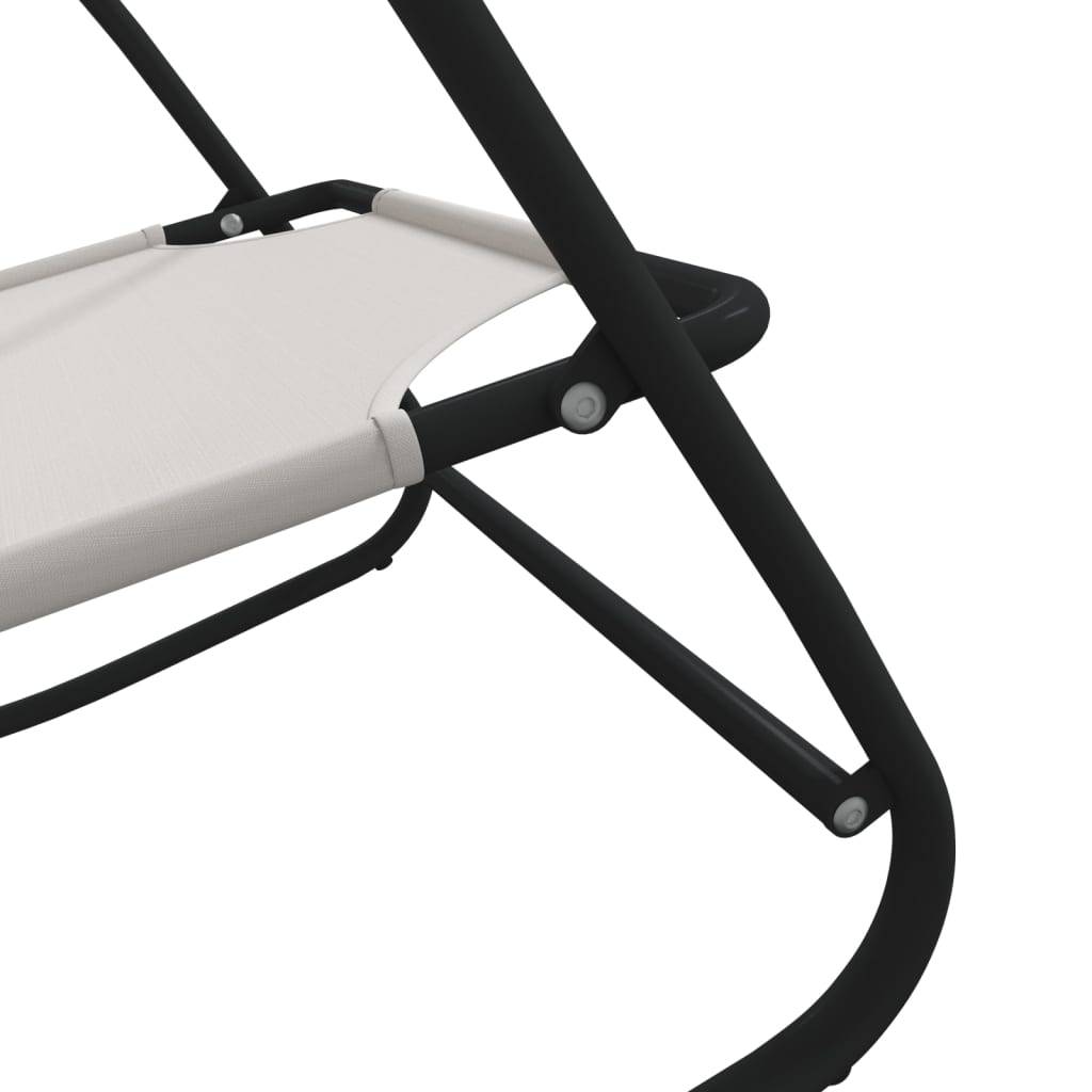 Helloshop26 - Transat chaise longue bain de soleil lit de jardin terrasse meuble d'extérieur à bascule acier et textilène crème - Image 4