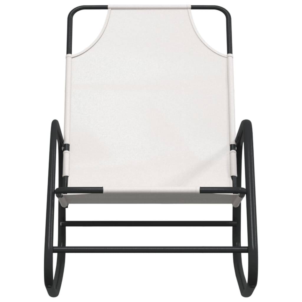 Helloshop26 - Transat chaise longue bain de soleil lit de jardin terrasse meuble d'extérieur à bascule acier et textilène crème - Image 2
