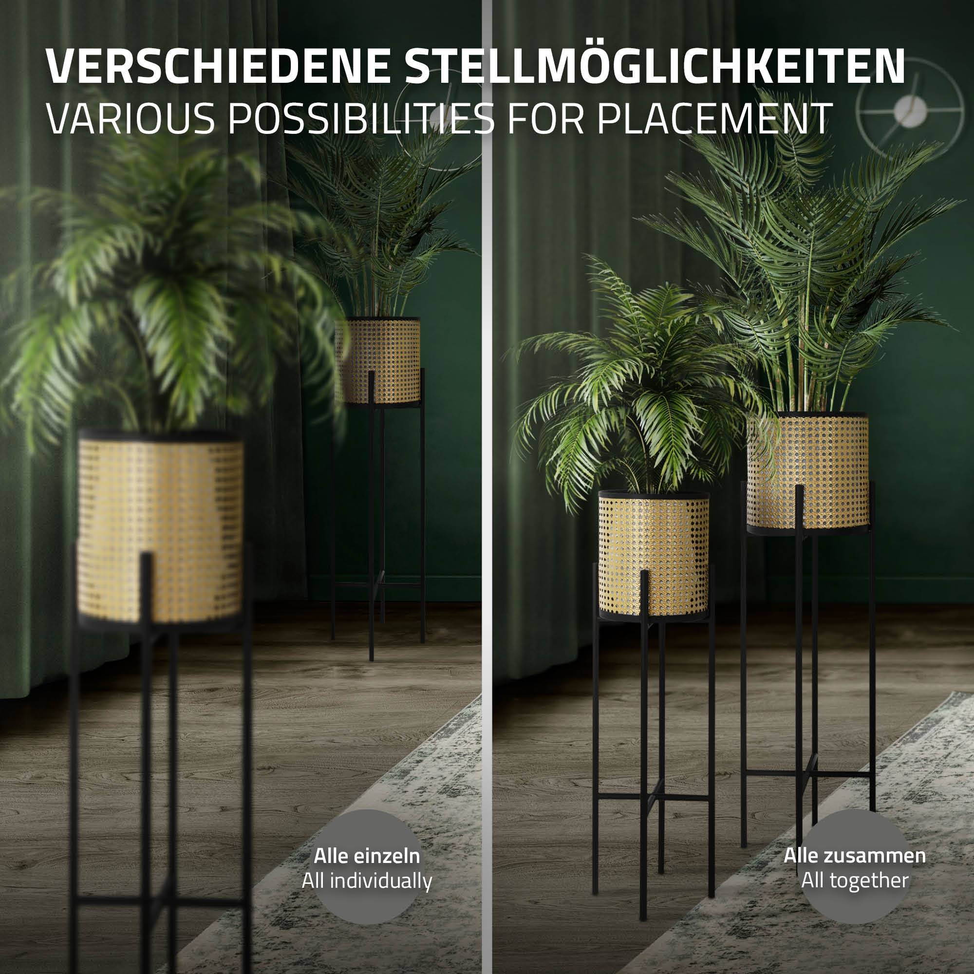 Ml-Design - 2x Support de plantes noir/or en acier h: 80,5 et 90 cm pot de fleurs décoratif - Image 4