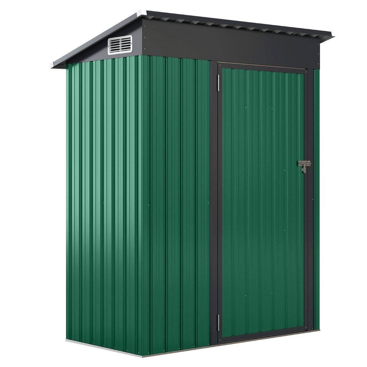 Helloshop26 - Abri de rangement extérieur 150 x 90,5 x 185 cm avec ventilation toit en pente design moderne en fer galvanisé vert