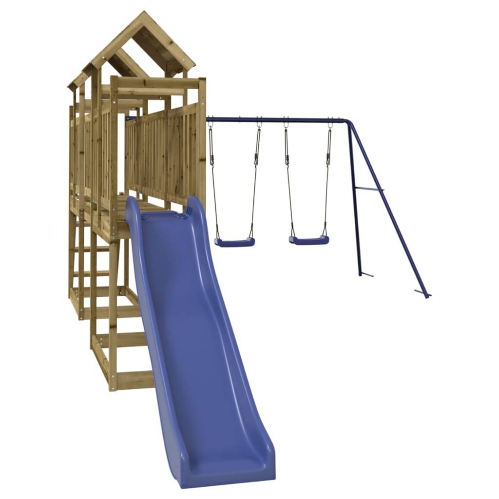 Helloshop26 - Aire de jeux d'extérieur balançoires toboggan portiques robuste jeux jardin 313 x 589 x 214 cm bois de pin imprégné - Image 2