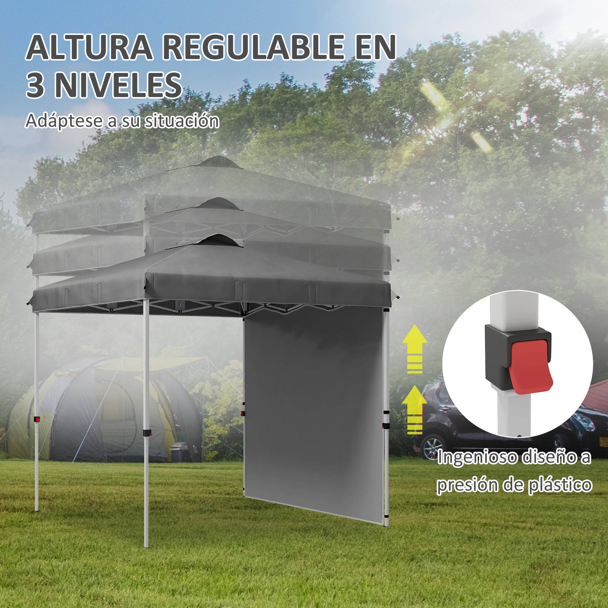 ComfortXL - Tonnelle pliante acier et toile Oxford jardin anti-UV 247 x 247 cm gris foncé - ComfortXL Outdoor Living - Image 7