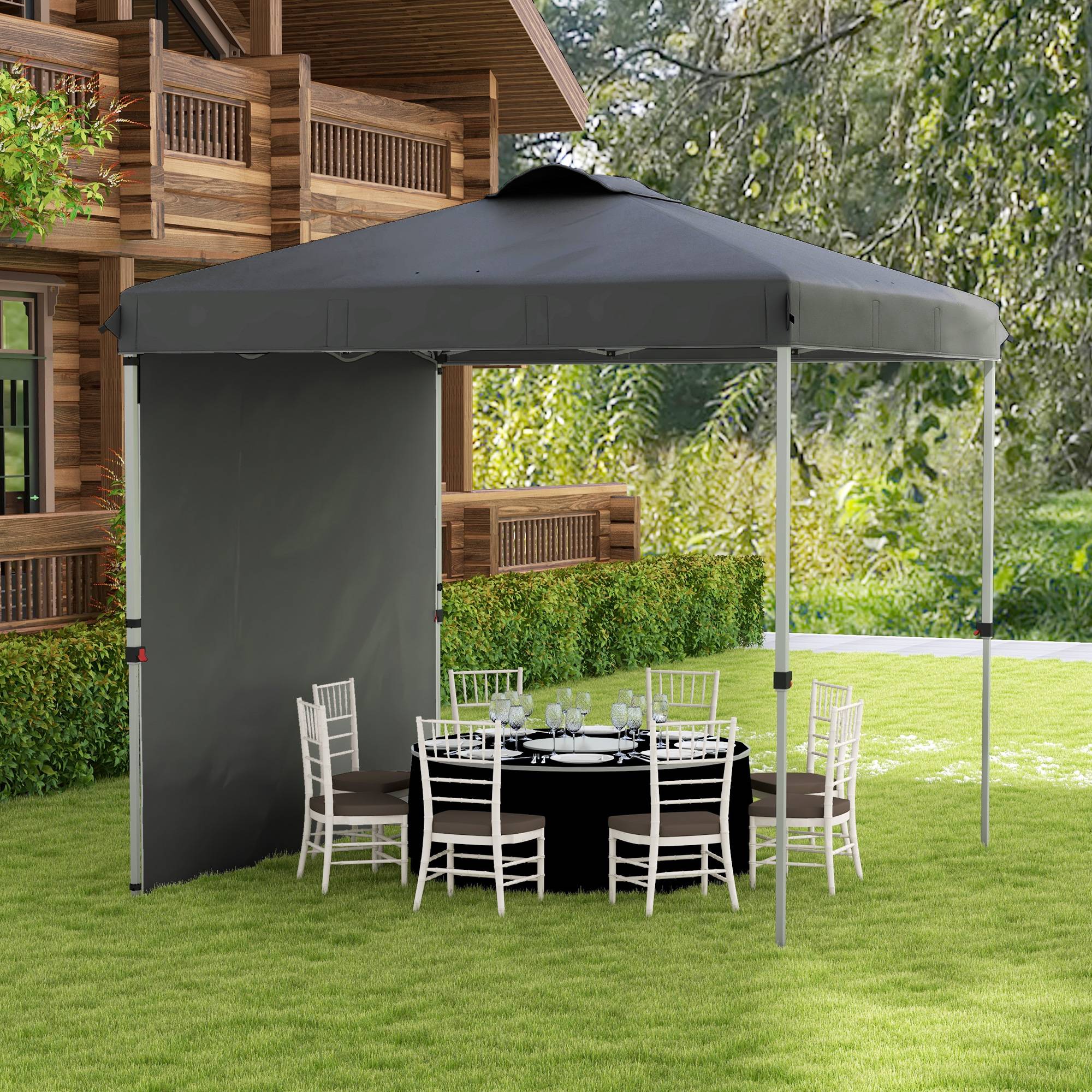 ComfortXL - Tonnelle pliante acier et toile Oxford jardin anti-UV 247 x 247 cm gris foncé - ComfortXL Outdoor Living - Image 3