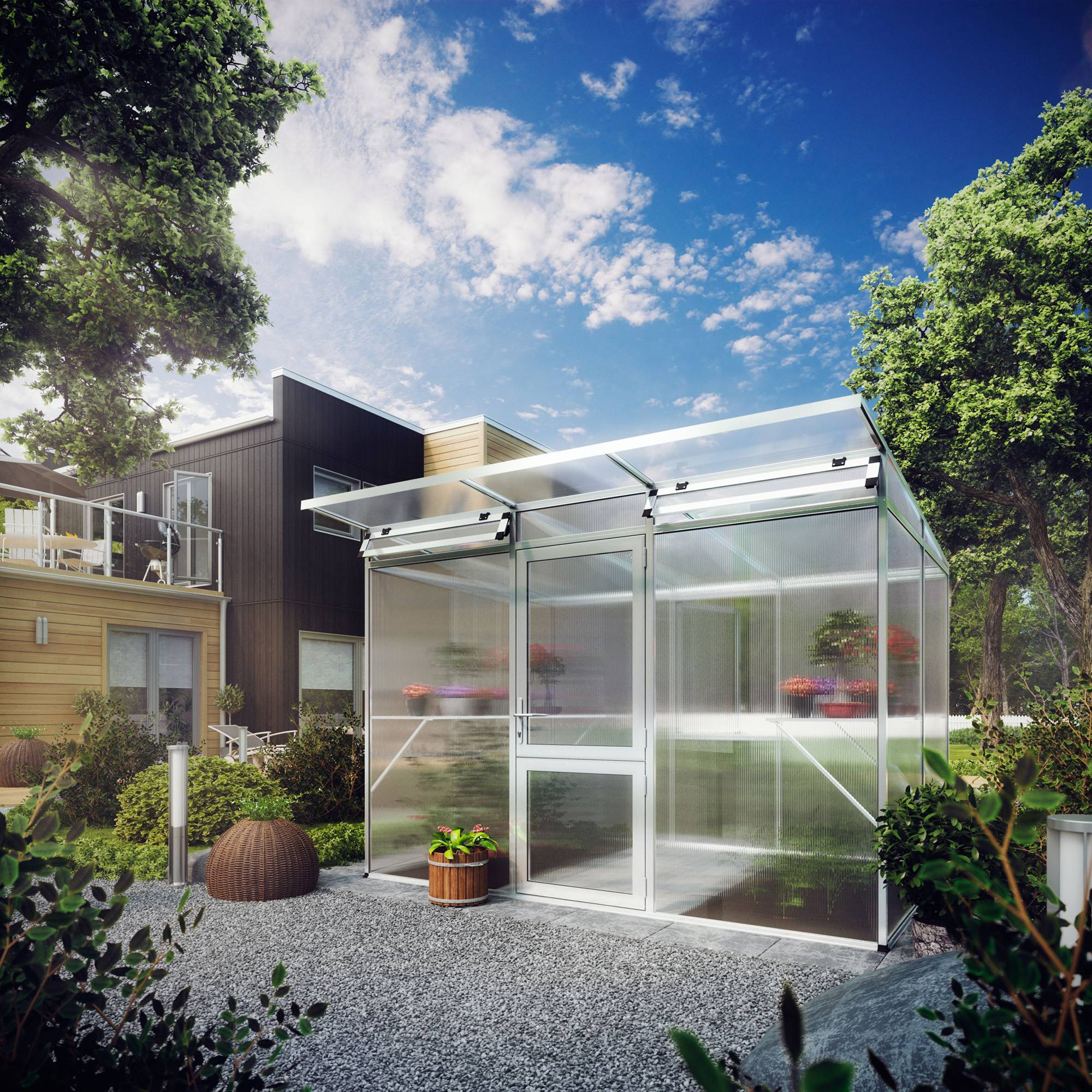 Serre de jardin 6,06m² aluminium et polycarbonate KGT Linea II, brut - Image 2