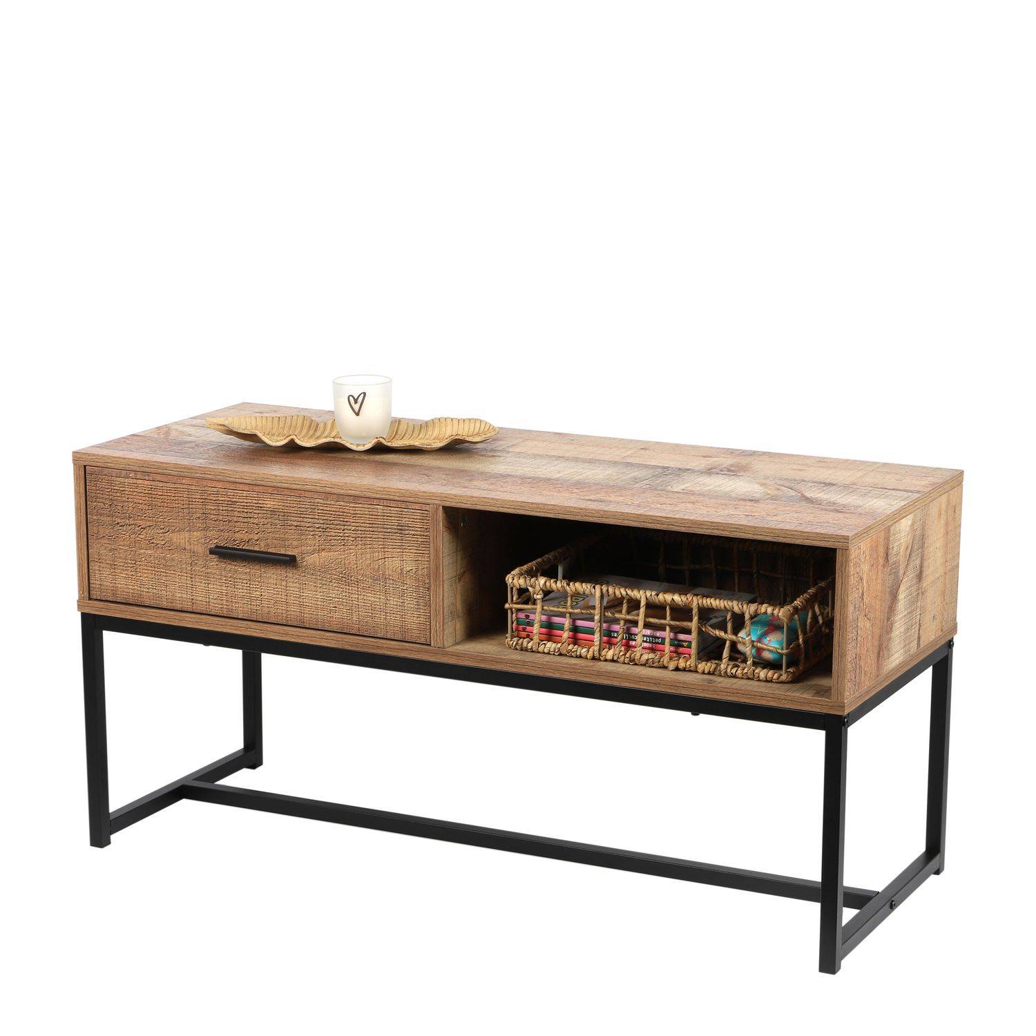 Sans Marque - Table basse Riverside - 1 tiroir - Largeur 100 cm - Métal et Bois - Toilinux - Image 3