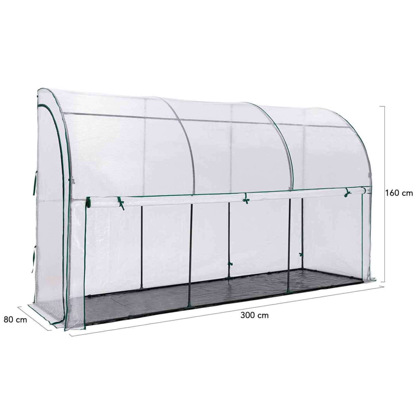 IDMARKET - Serre d'hivernage murale adossée 300 x 80 x 160 cm double ouverture balcon et terrasse - Image 5