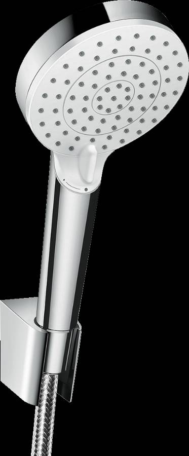Ensemble support mural et douchette Vario avec flexible de douche 160 cm blanc/chromé - 26692400 - Image 1