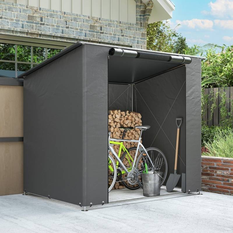 Tente de stockage métal pour vélos abri extérieur imperméable 187x120cm gris foncé - ComfortXL Outdoor Living - Image 8
