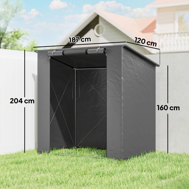 Tente de stockage métal pour vélos abri extérieur imperméable 187x120cm gris foncé - ComfortXL Outdoor Living - Image 3