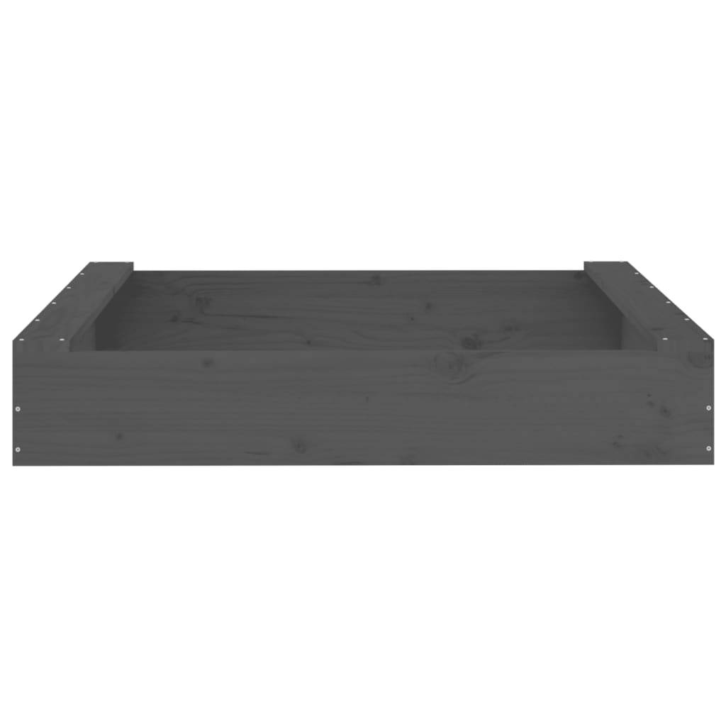 Bac à sable - Maison de jeu pour enfants avec sièges gris carré bois de pin massif-JU12116 - Image 4