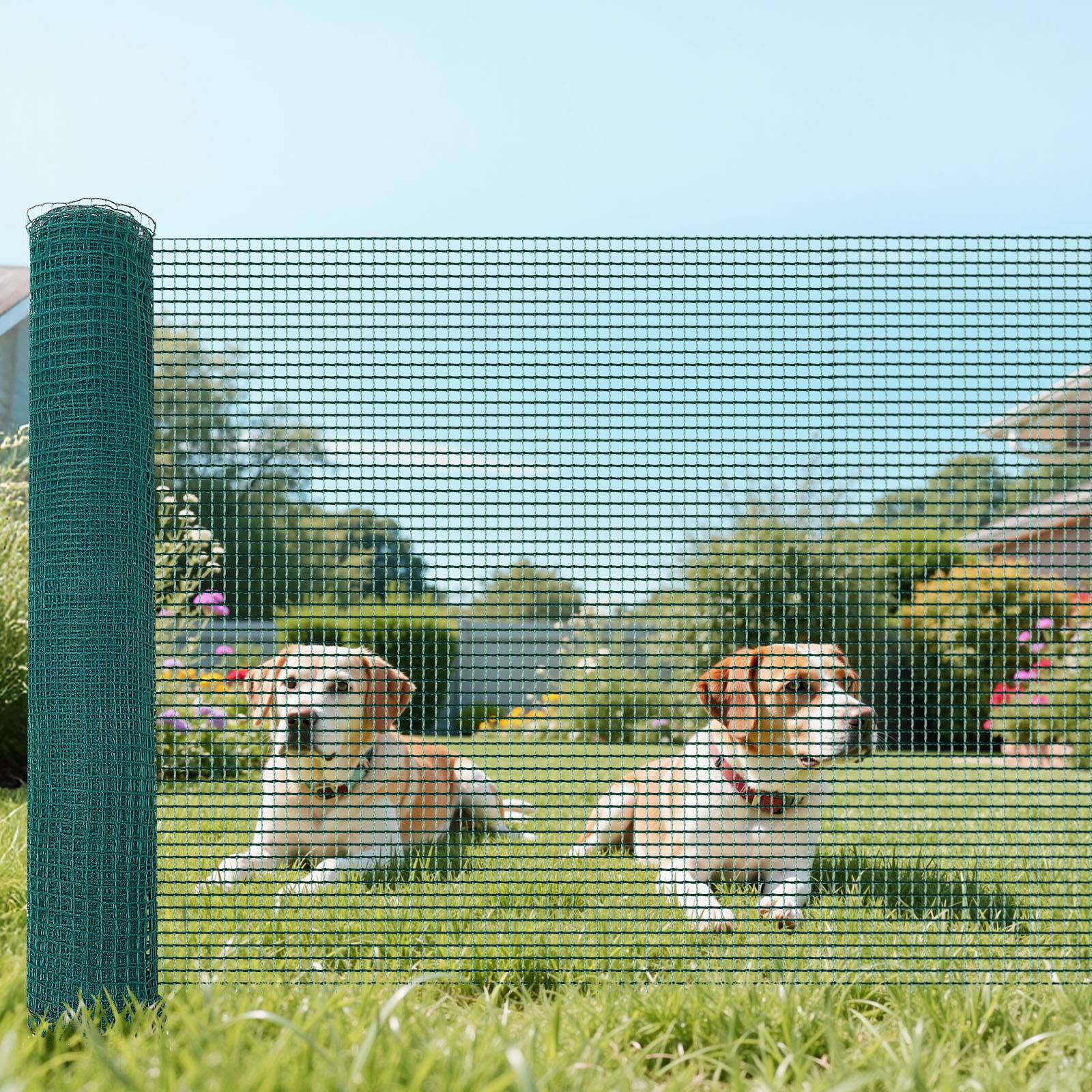 Vevor - VEVOR Clôture filet mobile 20 x 0,9 m, filet PE maille serrée, poteaux fibre de verre, piquets double pointe et haubans. - Image 8