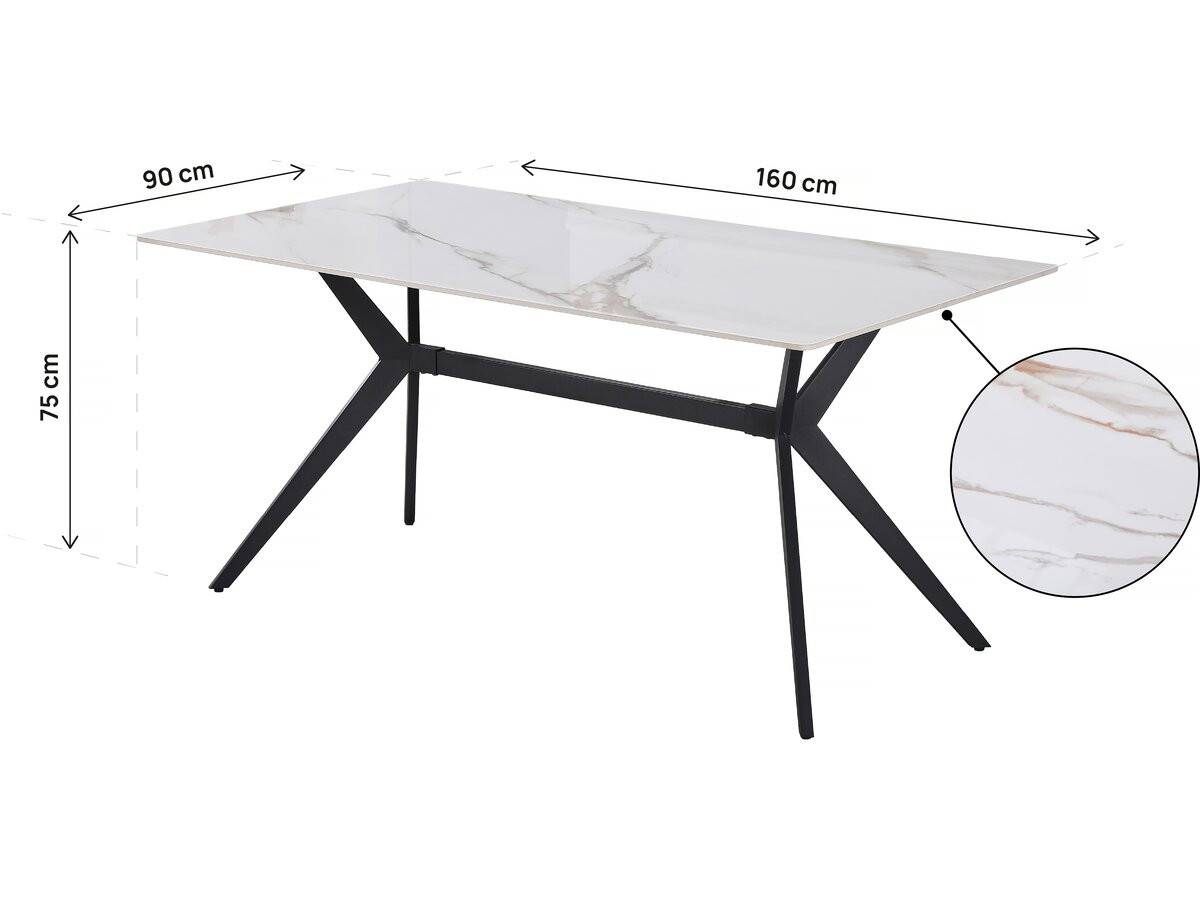 Table à Manger En Céramique "boreal" - 4 à 6 Personnes - 160 Cm - Blanc -habitat Et Jardin - Image 3