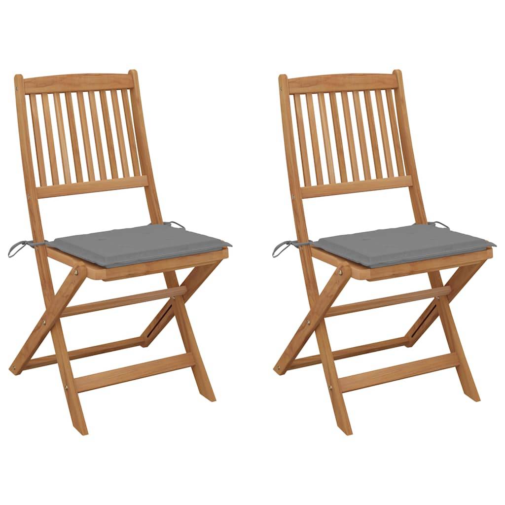 Chaises pliables bois acacia gris 44 x 50 x 88 cm - PANGIVO - Image 1