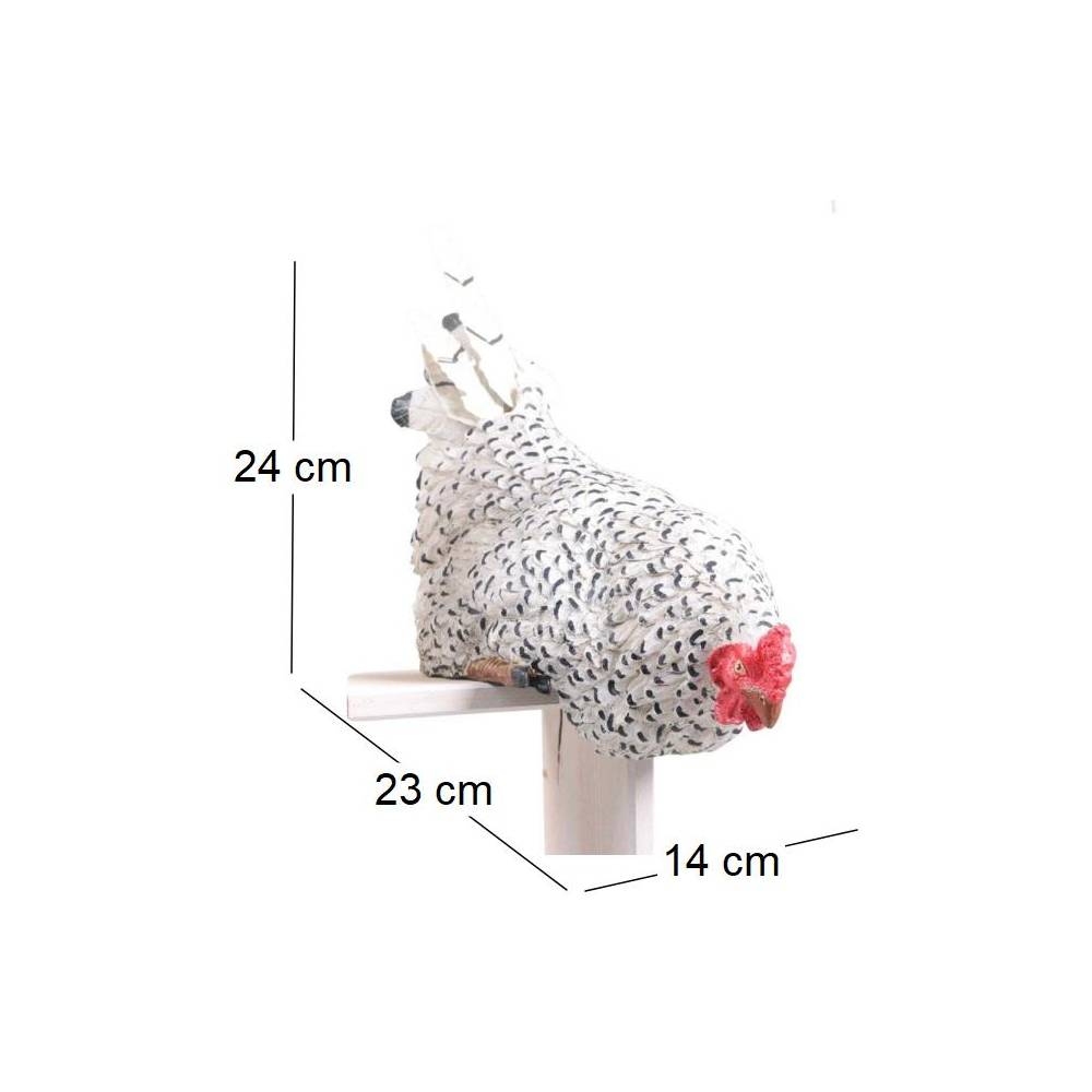 Farmwood Animals - Poule avec queue en métal assise sur le bord 23 x 14 x 24 cm - Image 3