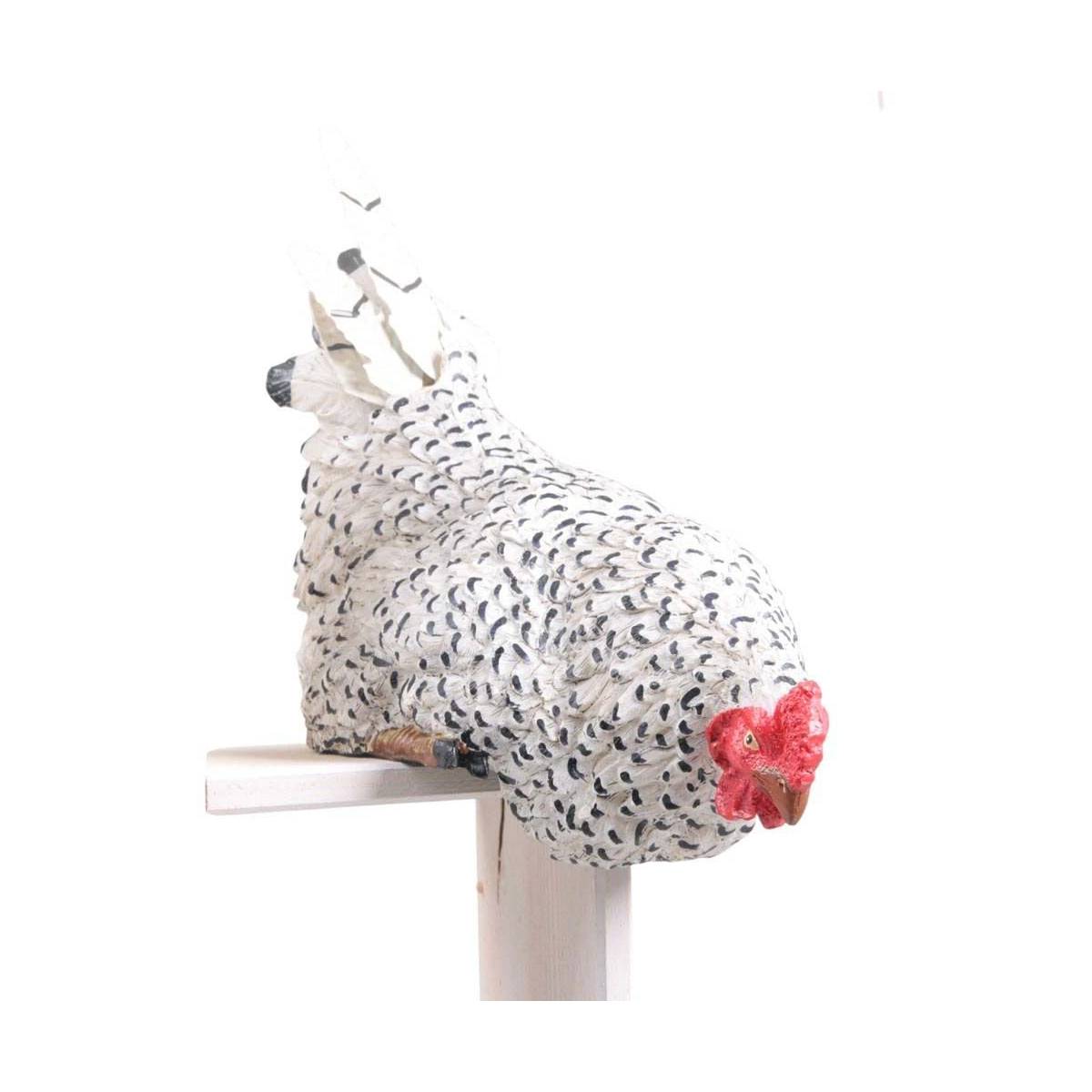 Farmwood Animals - Poule avec queue en métal assise sur le bord 23 x 14 x 24 cm - Image 1