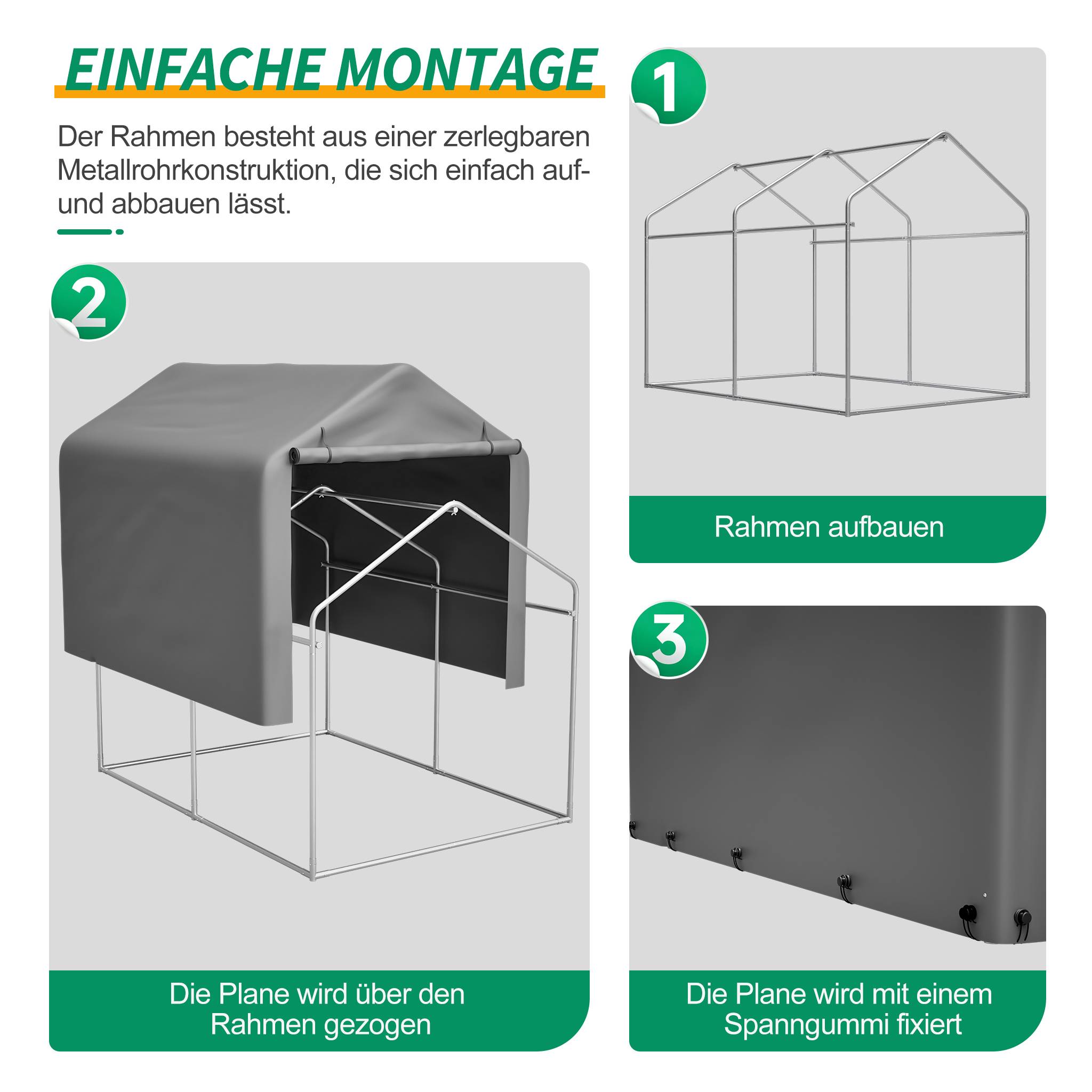 Abri à Vélos 160 x 220 x 165 cm avec Porte Sectionnelle, Abri Extérieur Étanche en PE Résistant aux Intempéries, Gris - Image 3