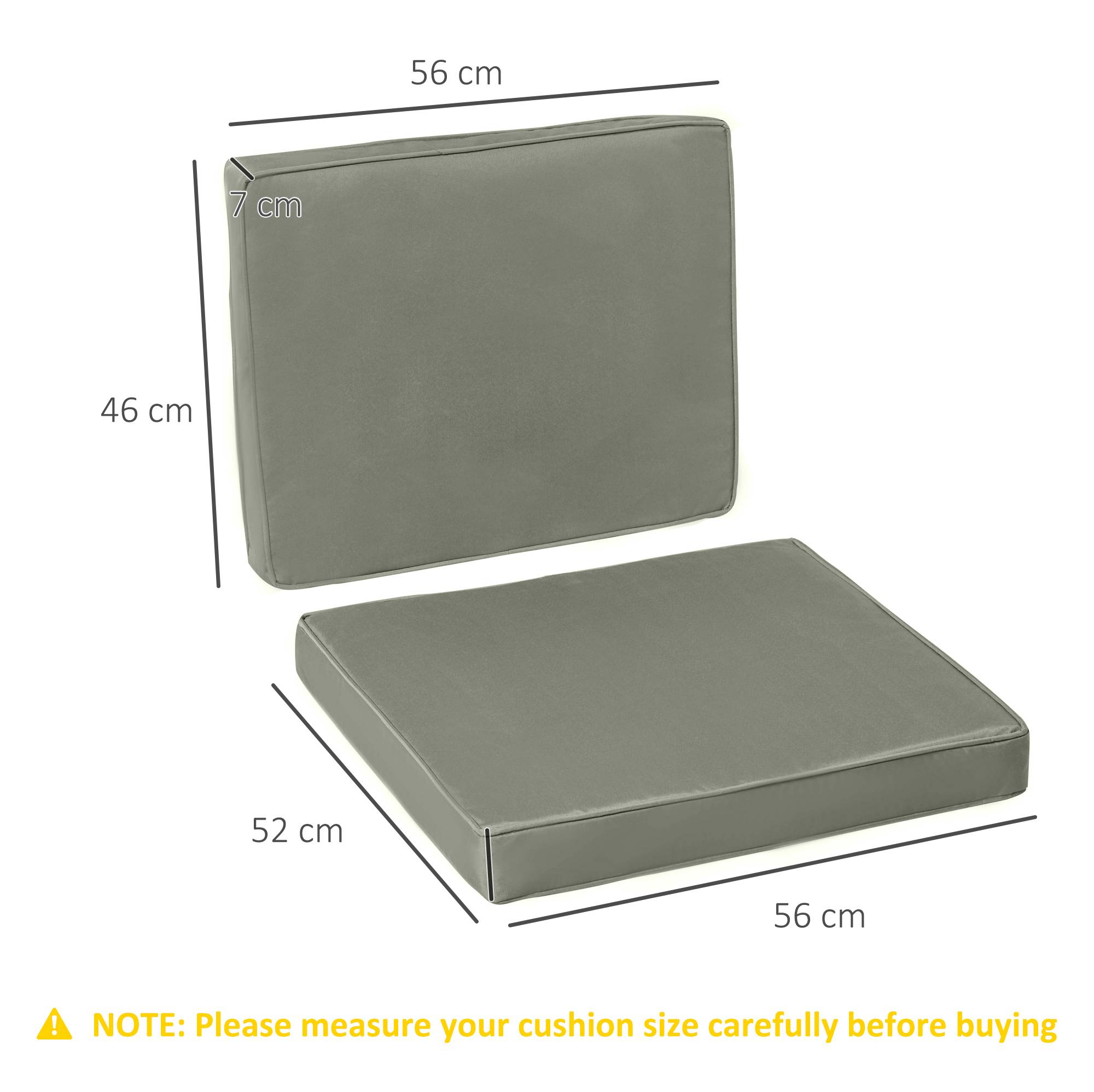 Coussins pour chaise fauteuil de jardin coussins d'assise de dossier déhoussables polyester 56x52/56x46cm gris foncé - Image 5
