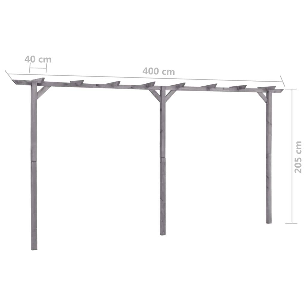 Grande Pergola Bois Pin Traité Arche Jardin Support Plantes 400x40x205cm Gris - ComfortXL Outdoor Living - Image 5