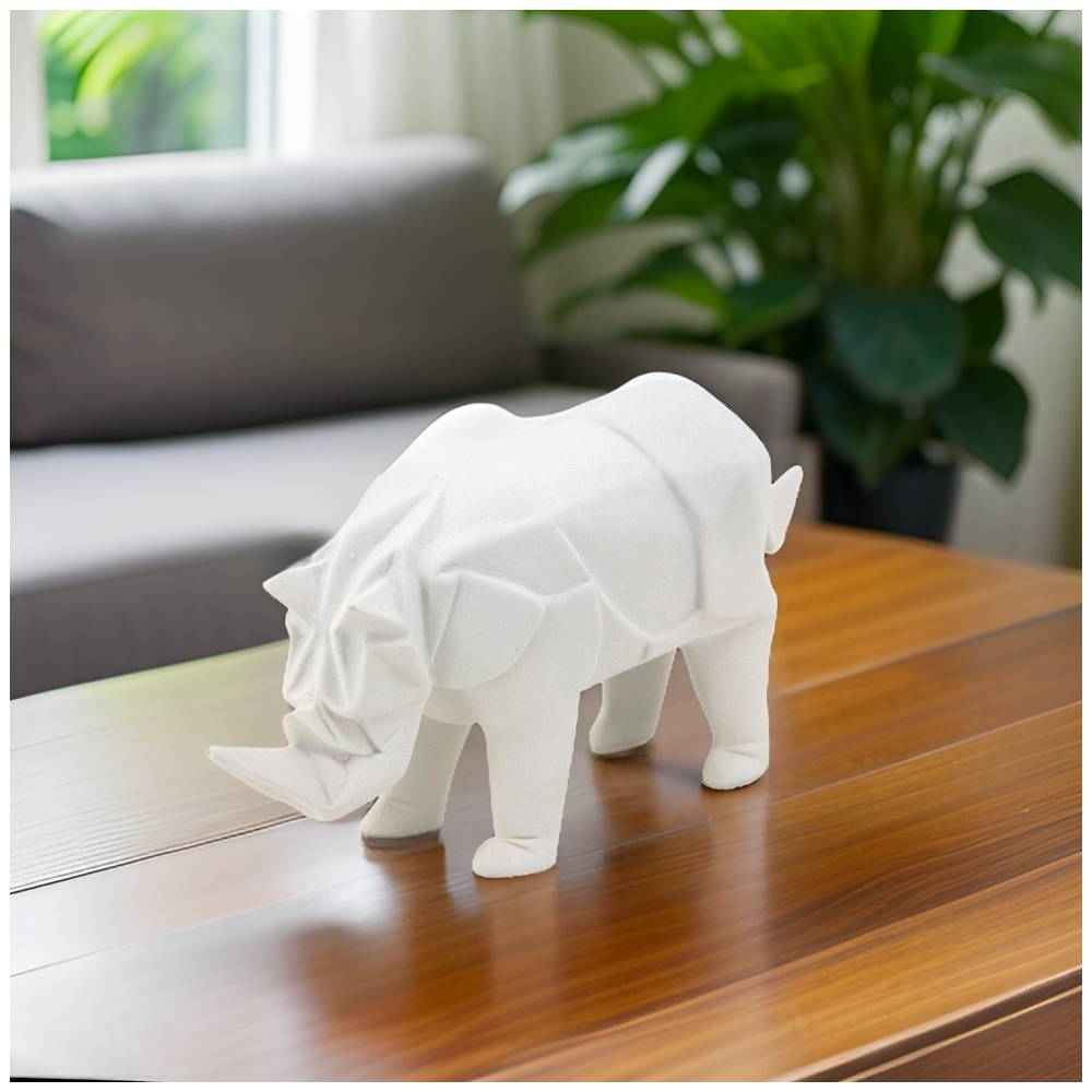 Aubry Gaspard - Rhinocéros déco en résine blanche origami - Image 2