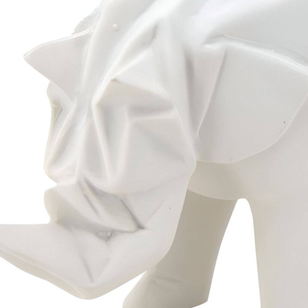 Aubry Gaspard - Rhinocéros déco en résine blanche origami - Image 3