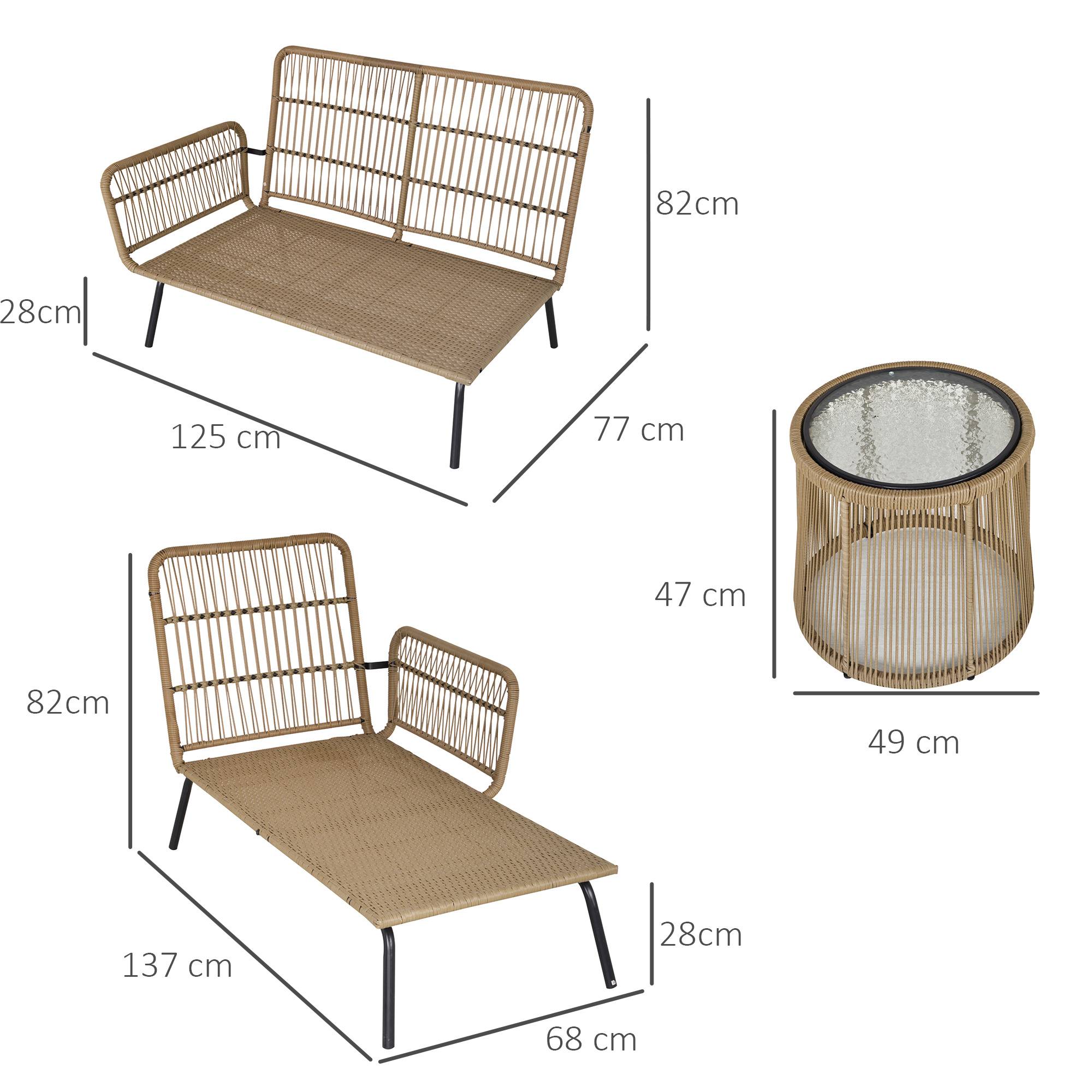 Outsunny - Salon de jardin d'angle 4 pers. style colonial table basse coussins grand confort inclus résine tressée beige - Outsunny - Image 3