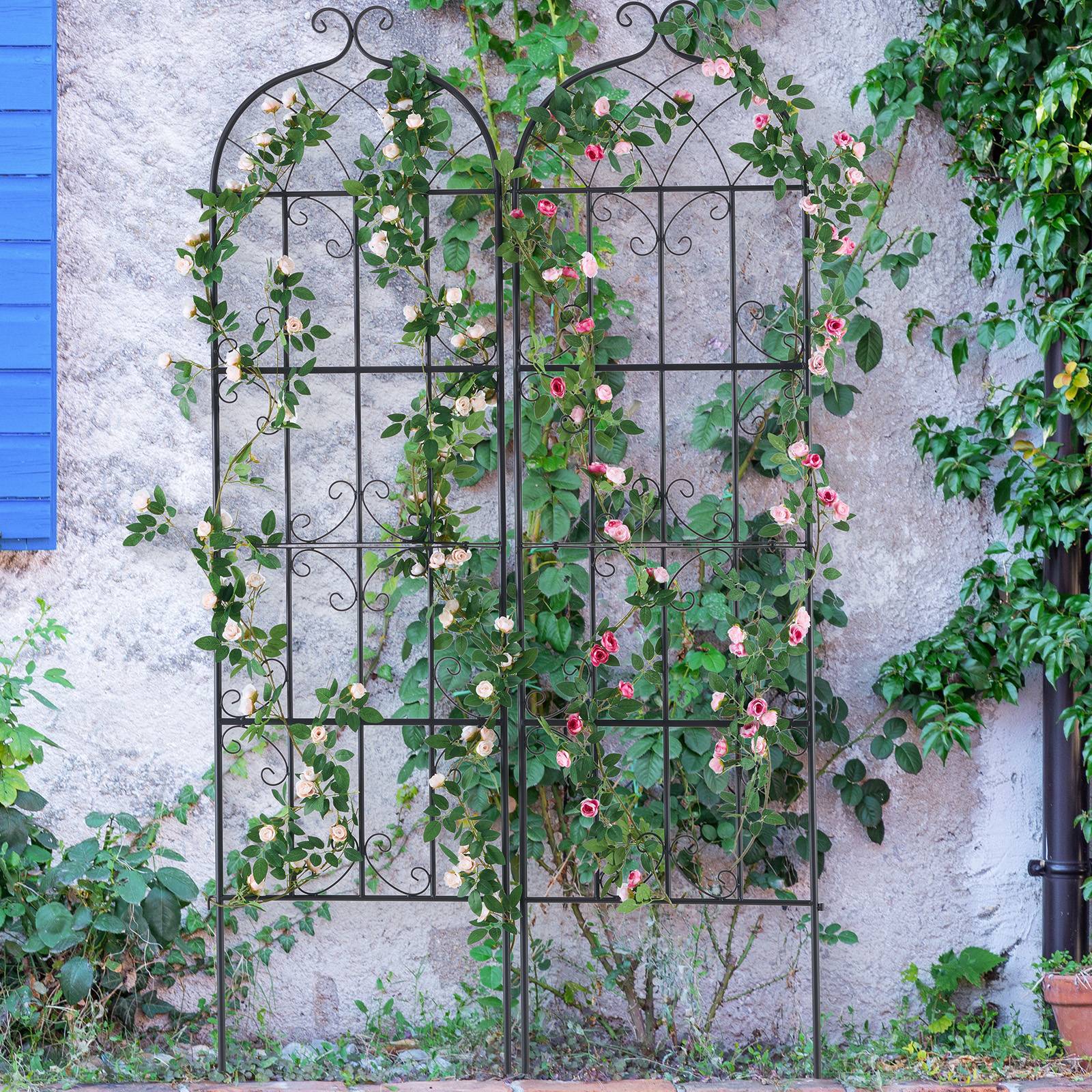 VEVOR Treillis jardin plantes grimpantes, 51x180 cm, métal antirouille. 2 pièces, pour rosiers, concombres. - Image 8
