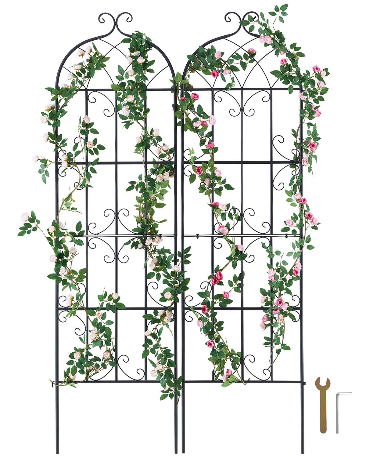 VEVOR Treillis jardin plantes grimpantes, 51x180 cm, métal antirouille. 2 pièces, pour rosiers, concombres.
