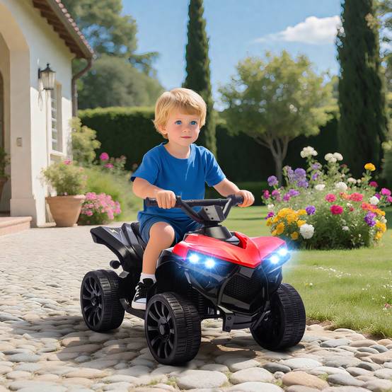 Quad électrique enfant 6V, voiture électrique enfants ATV, musique et phares LED, pour 37-72 mois, 70 x 42 x 45 cm, rouge - Image 4