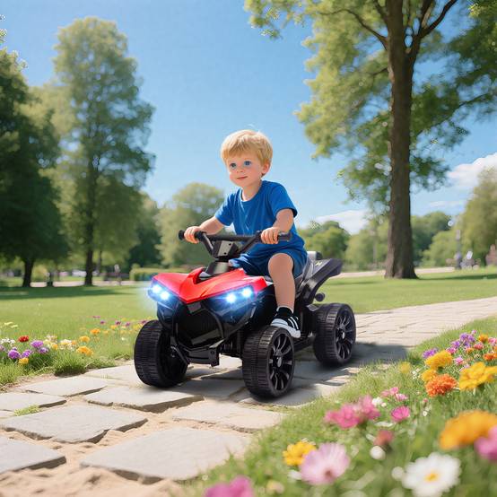 Quad électrique enfant 6V, voiture électrique enfants ATV, musique et phares LED, pour 37-72 mois, 70 x 42 x 45 cm, rouge - Image 3