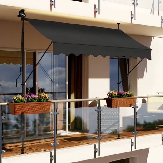 Store banne 200x150 cm avec éclairage led et manivelle BLUMIE - Image 2