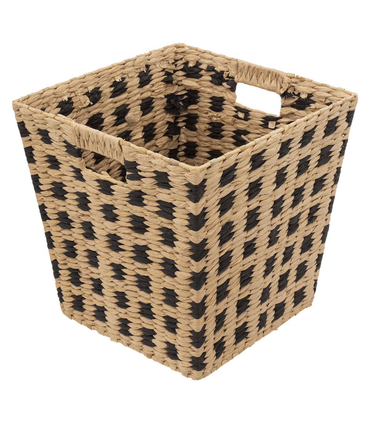 Panier de rangement tressé naturel et noir 31 x 31 cm - Image 1