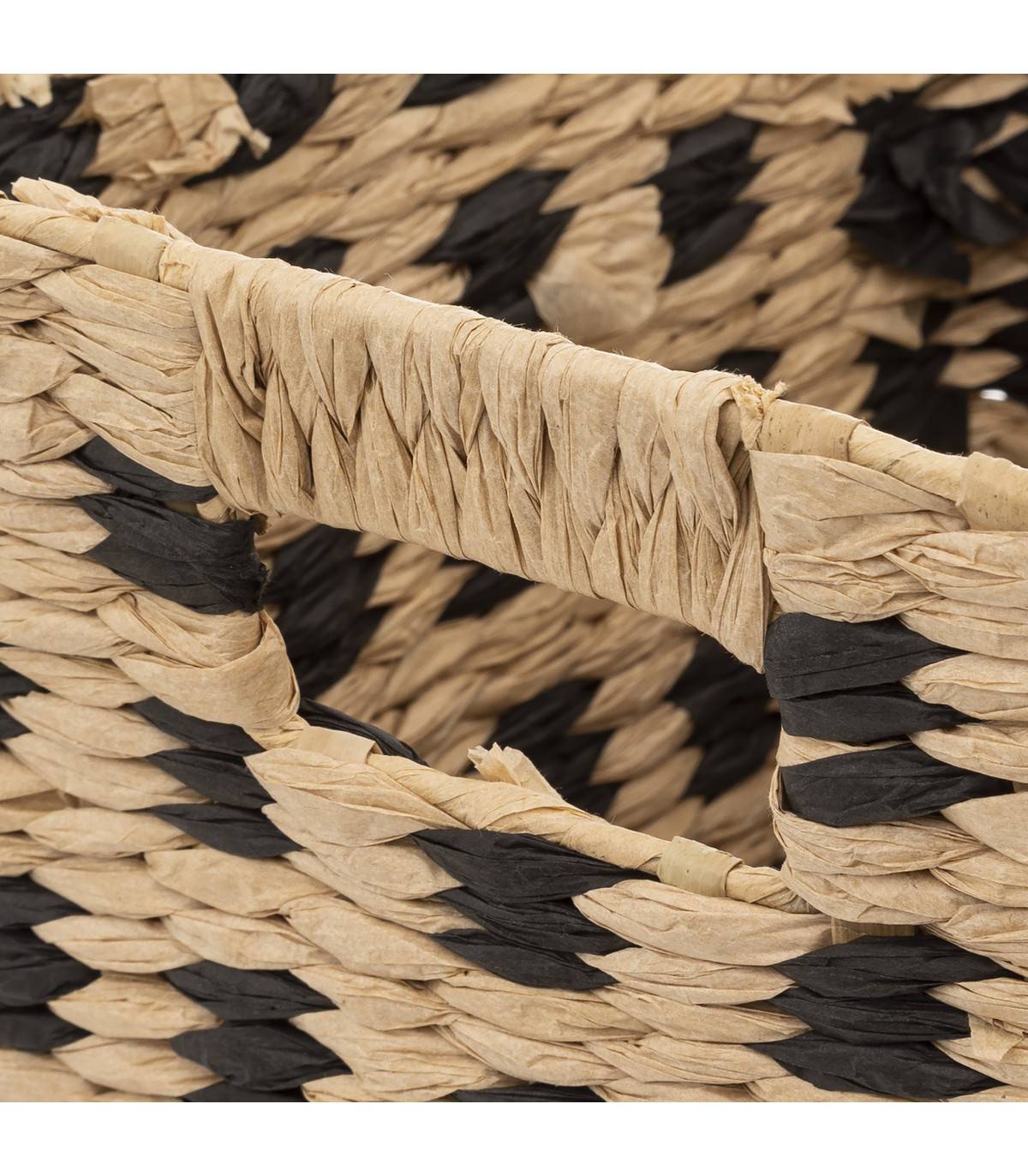 Panier de rangement tressé naturel et noir 31 x 31 cm - Image 2