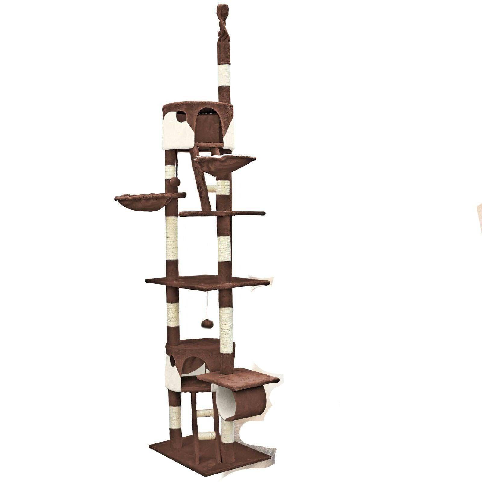Arbre à chat plafond corde en sisal griffoir grattoir xxl escalade beige et marron
