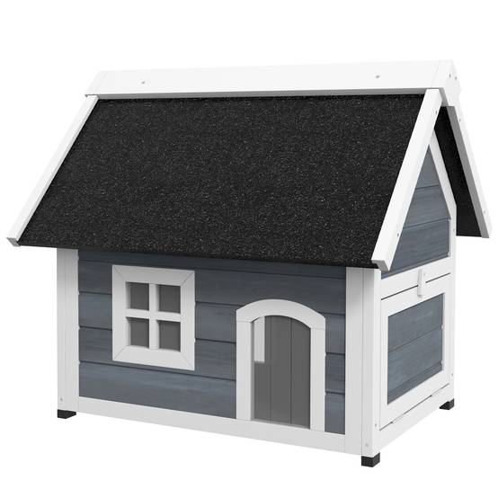 Niche pour chat bois de sapin gris blanc noir 77 x 57.5 x 68 cm - PANGIVO - Image 2