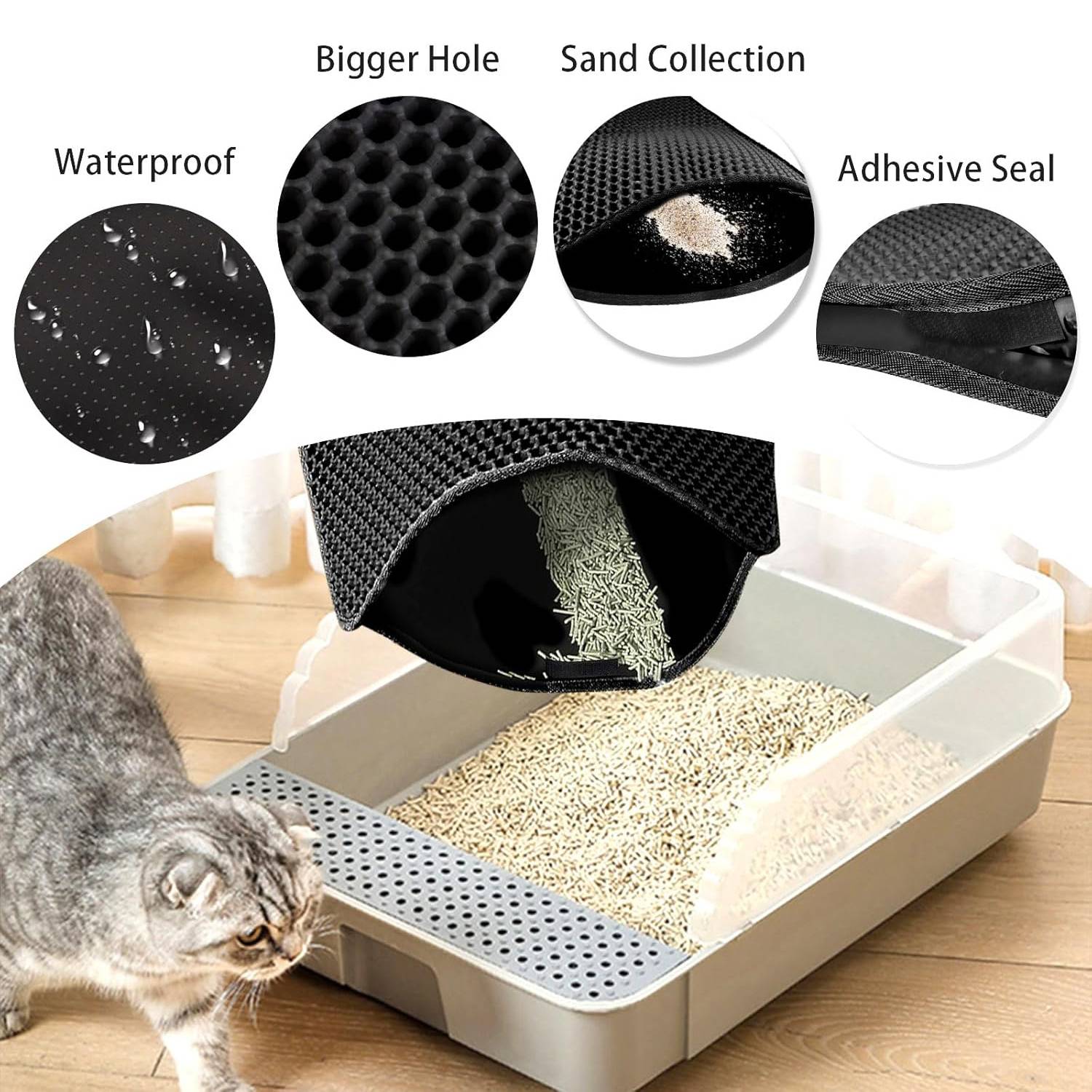 DtopbuyAge - Tapis de Litière pour Chat à Double Couche en Nid d'Abeille - Image 5