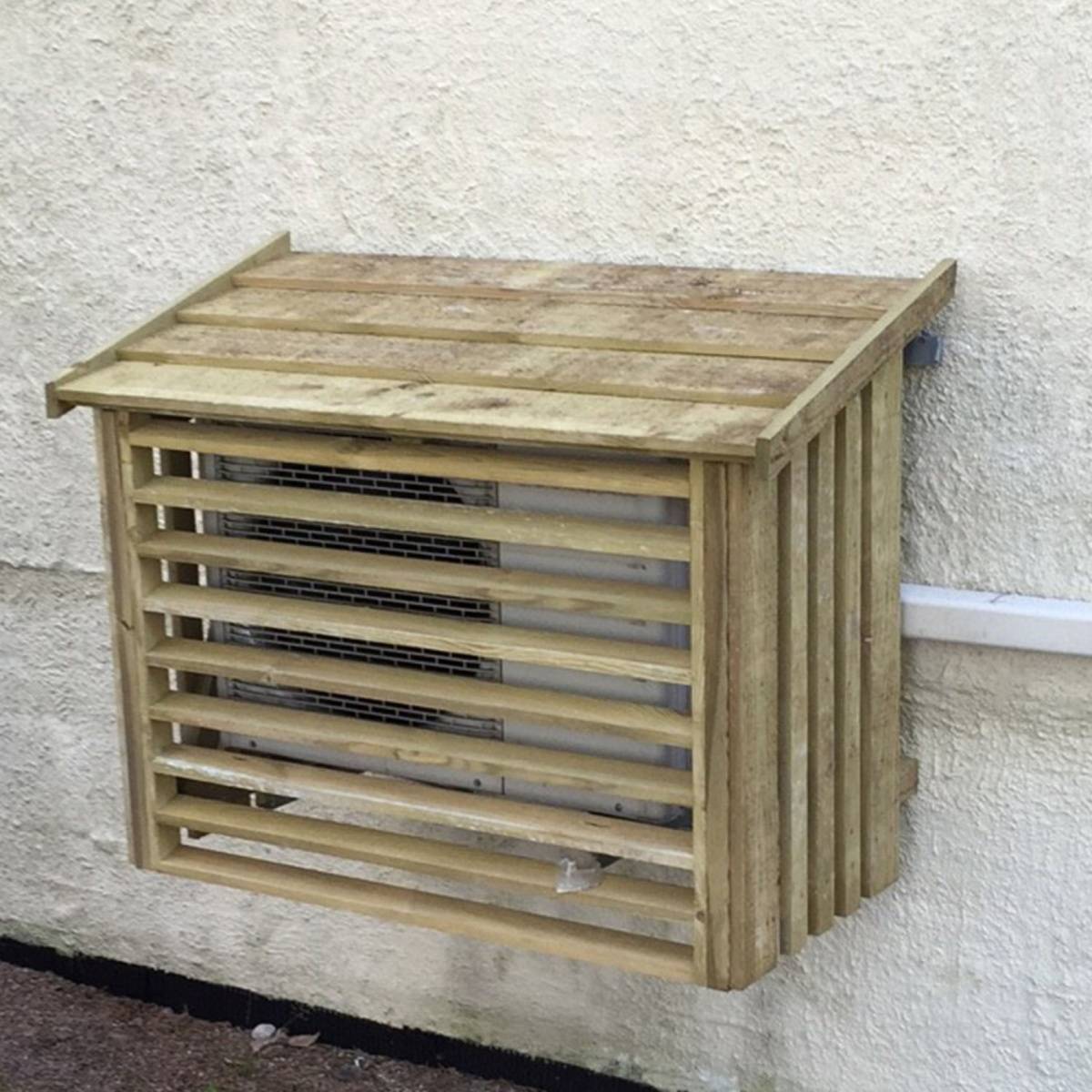Cache climatisation 116x56x78cm - bois autoclave - Naturel - Image 3